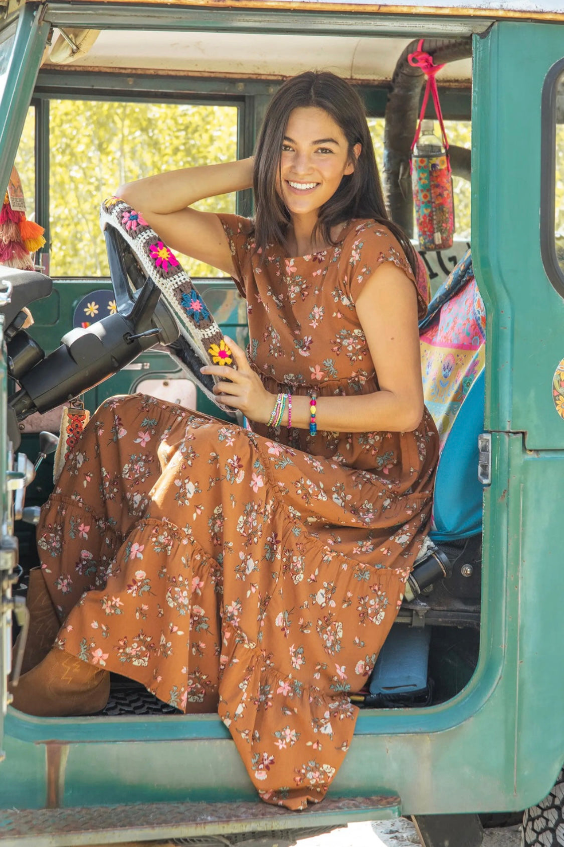 berkley maxi dress Natural Life Berkley Maxi Dress in Tan Pink Floral