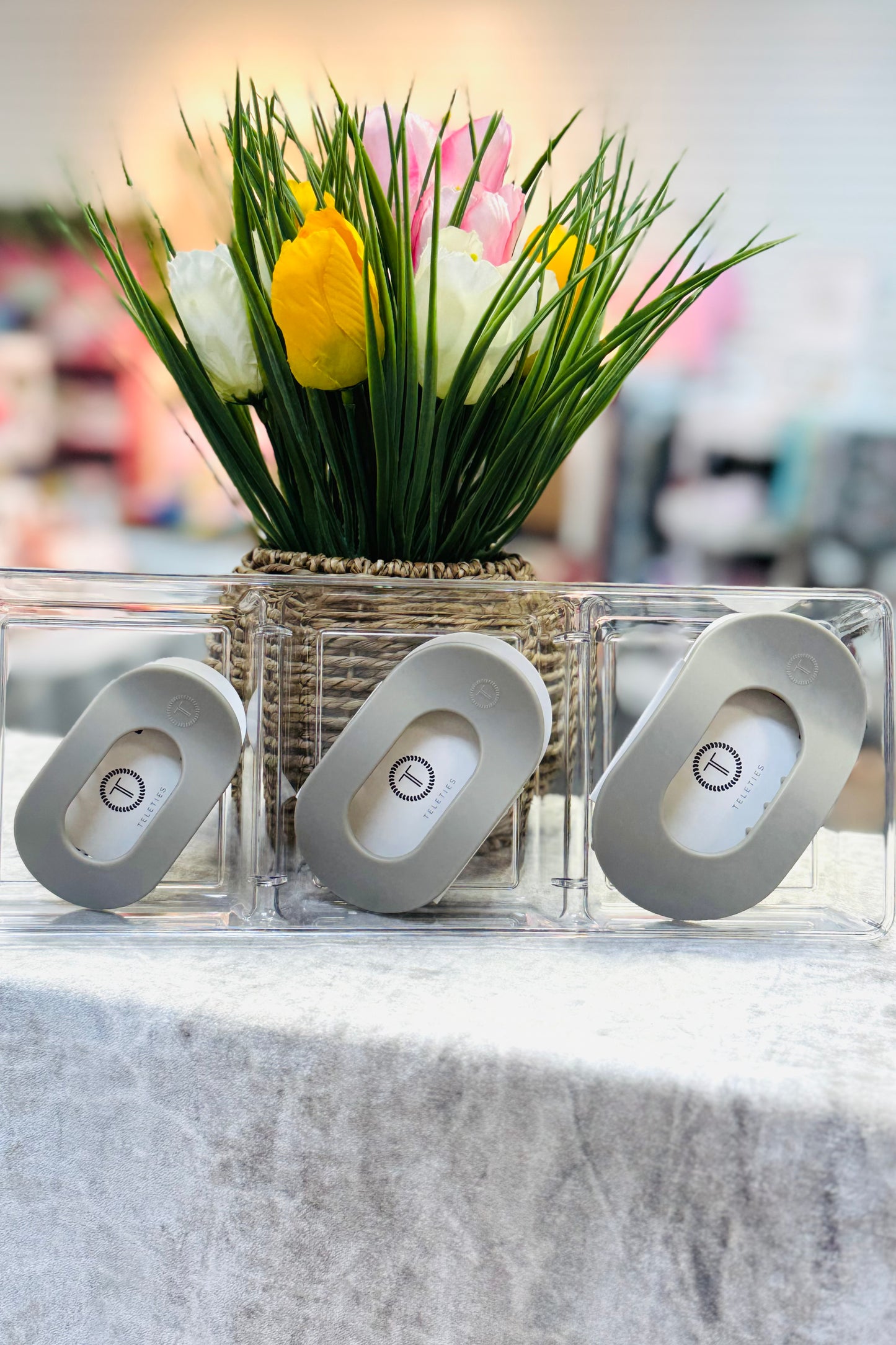 Teleties Flat Round Silver Flames Hair Clip (Choose your size.)