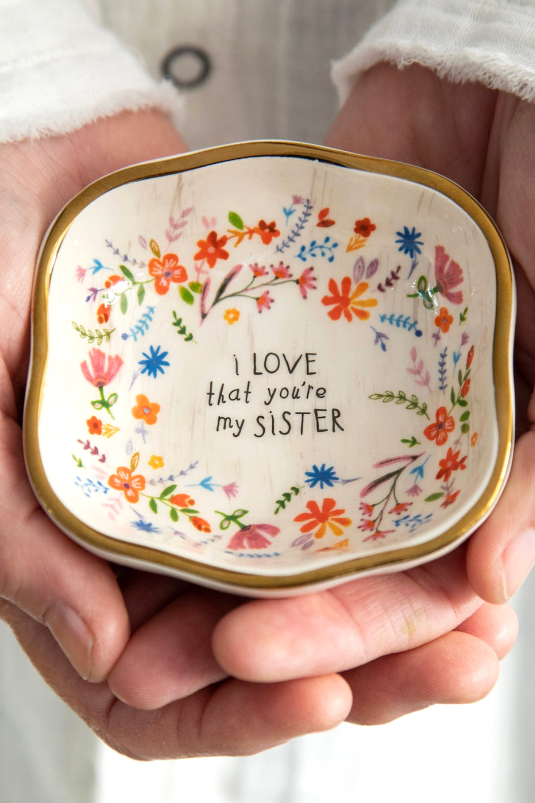 Natural Life Antiqued Trinket Bowl - Sister