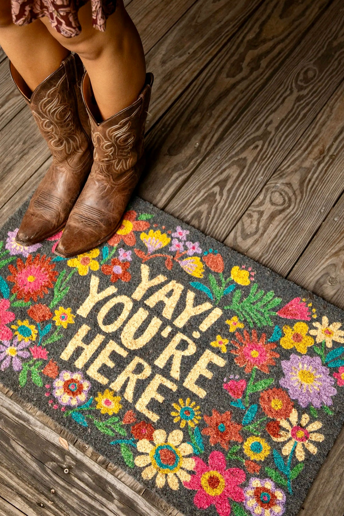 Natural Life Bungalow Doormat- Yay You're Here