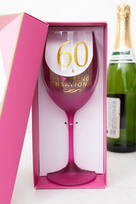 60th Birthday 19 oz Crystal Wine Glass in Gift Box