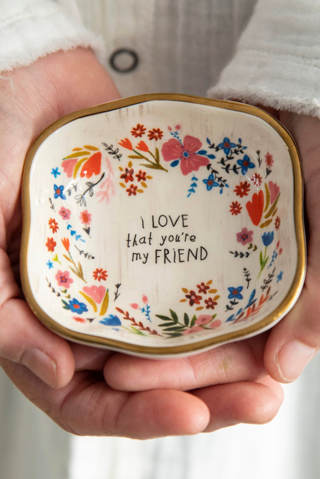 Natural Life Antiqued Trinket Bowl - Friend