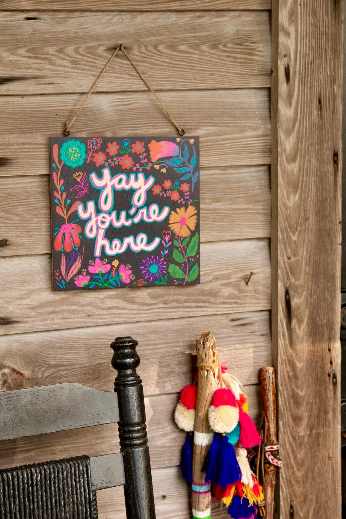 Natural Life Wooden Porch Sign- Yay You're Here