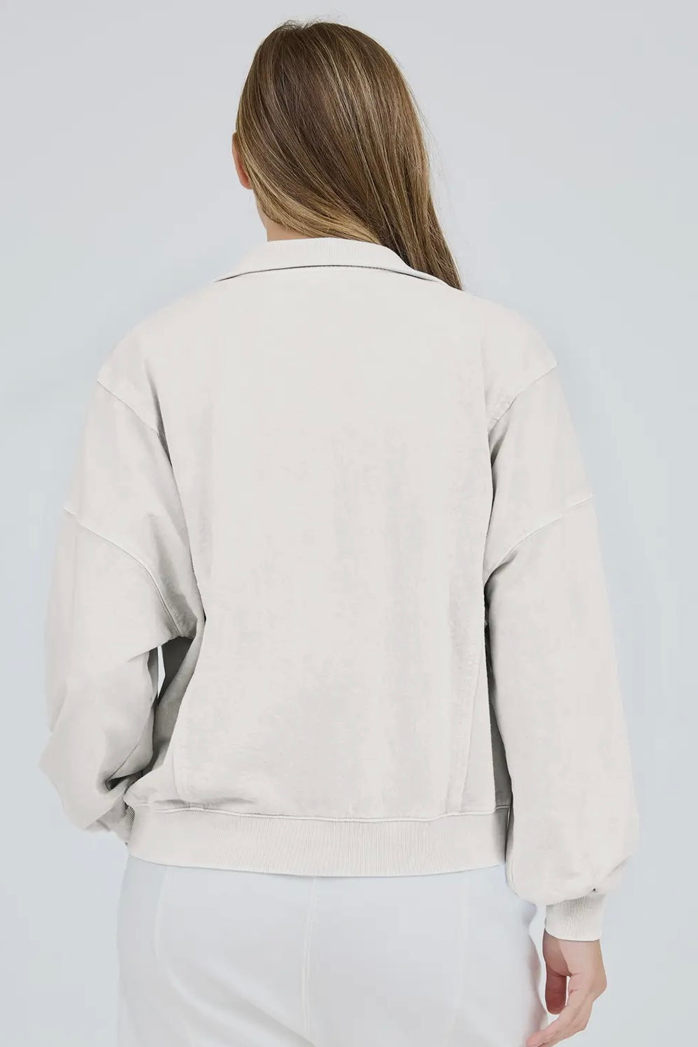 Ivory Half Snap Front Pullover Top