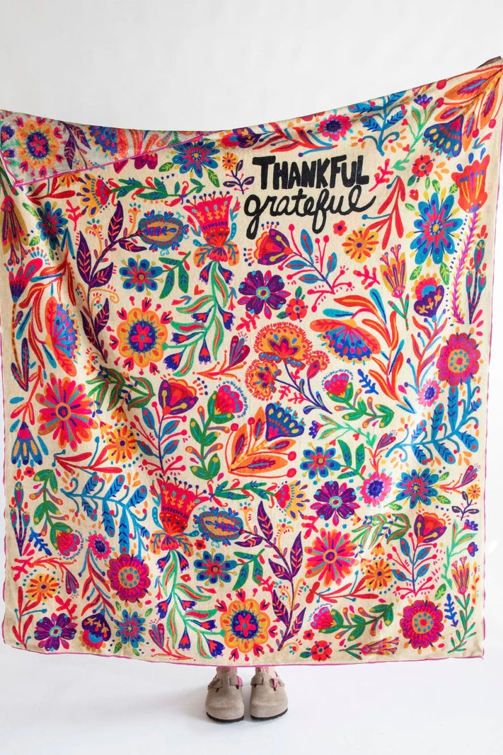 Natural Life Cozy Throw Blanket- Thankful Grateful