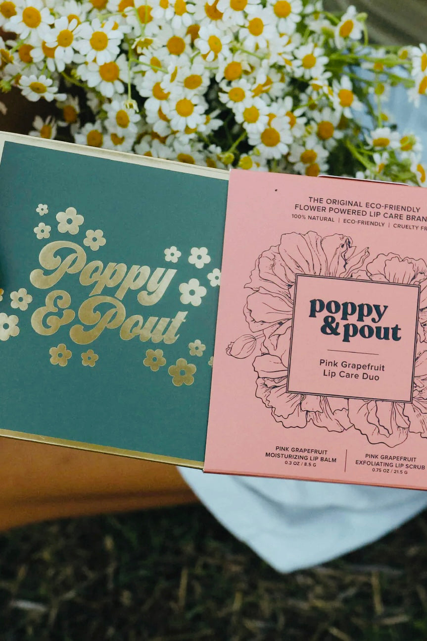 Poppy & Pout Pink Grapefruit Premium Organic Lip Care Duo (Balm + Scrub)