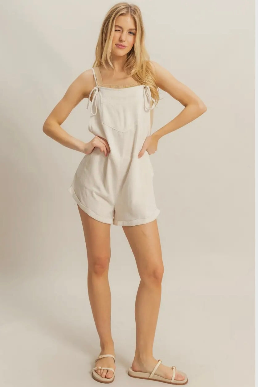 Oatmeal Linen Blend Romper