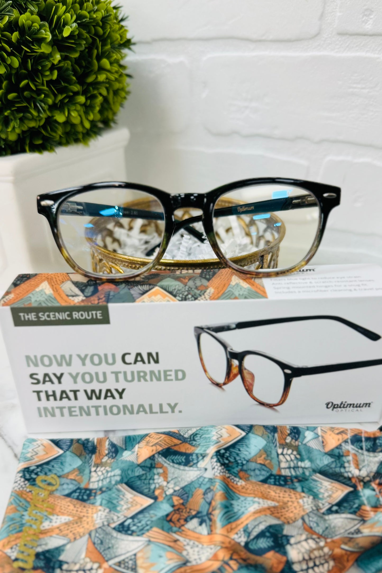 Scenic Route Readers By Optimum Optical Glasses green frame