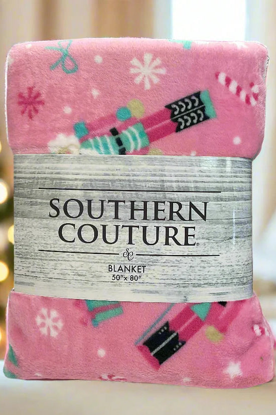 Southern Couture Pink Nutcracker Throw Blanket