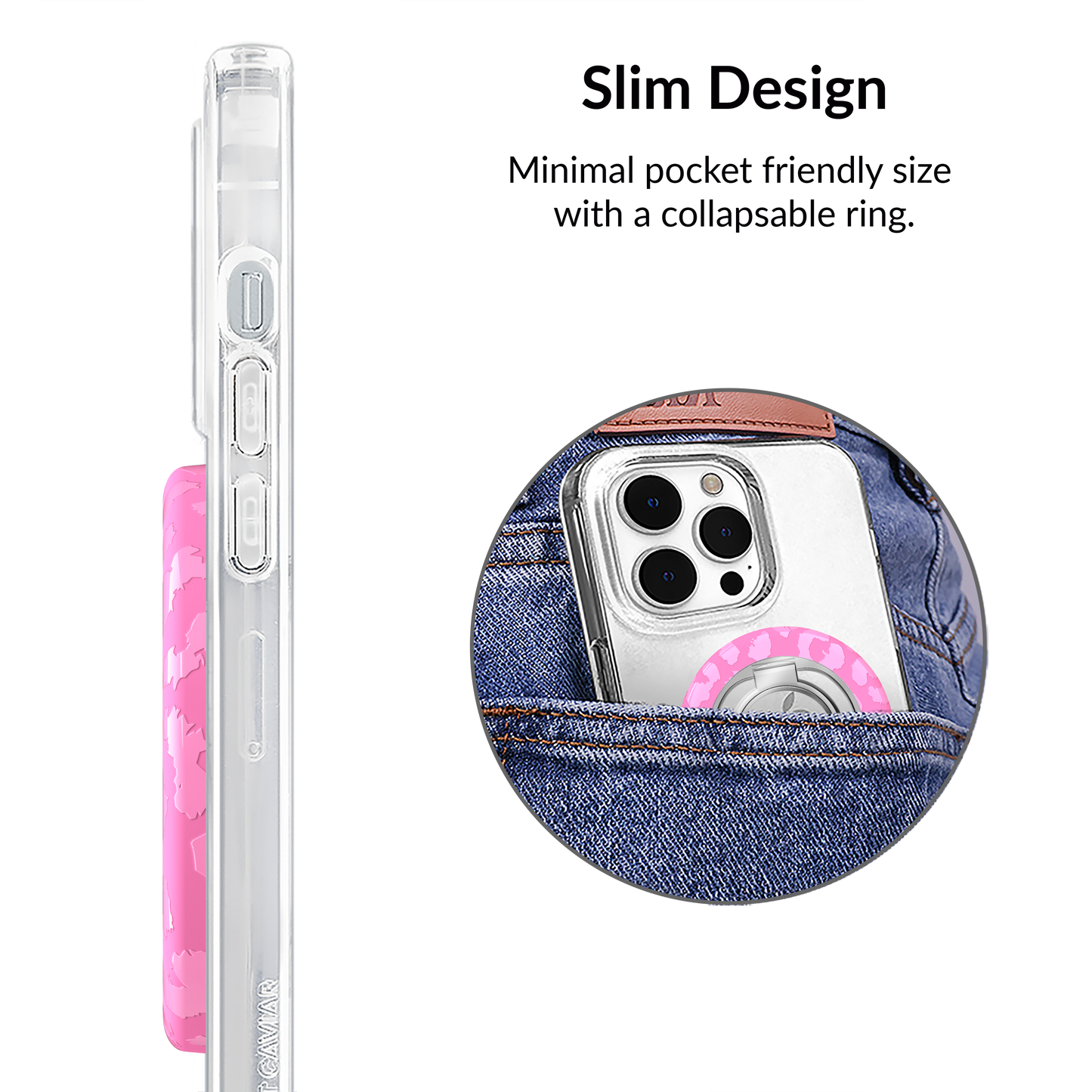 Hot Pink Leopard MagSafe Grip Ring