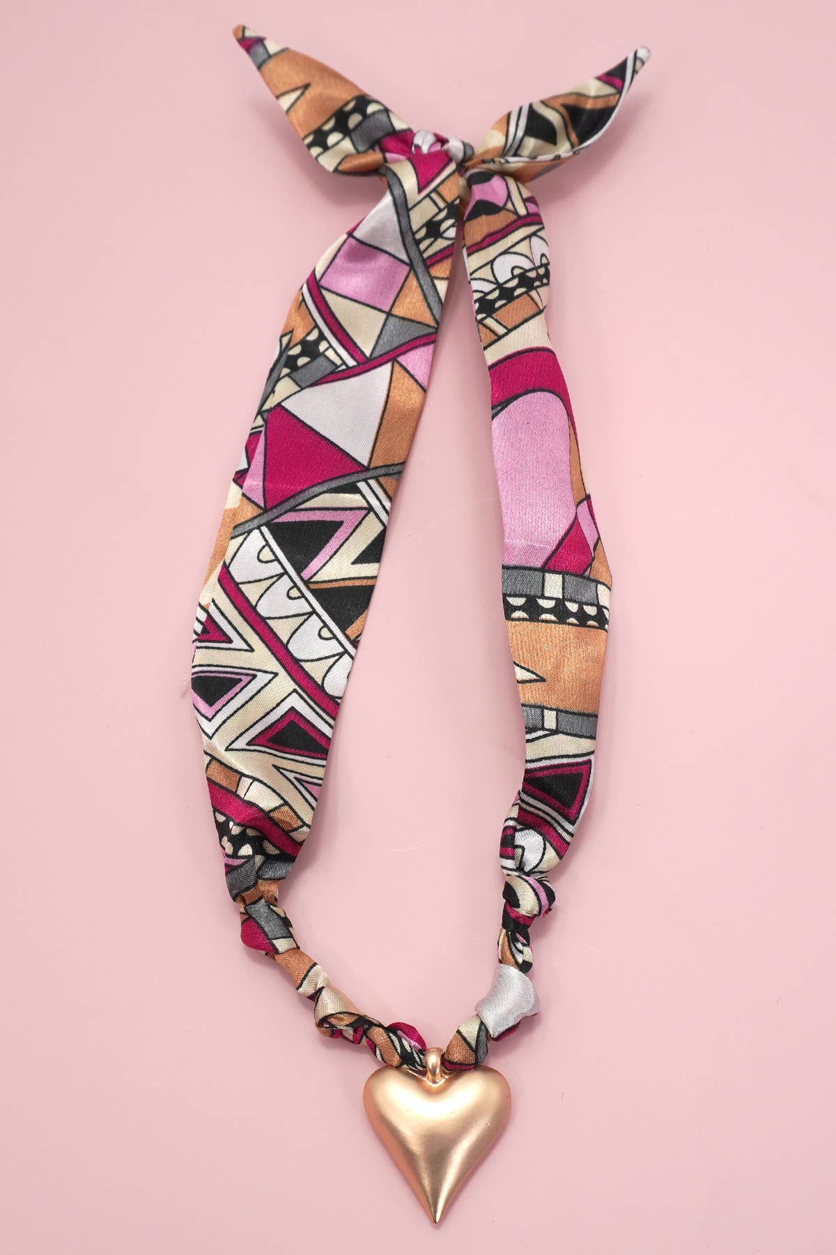 Scarf Necklace with Heart Charm
