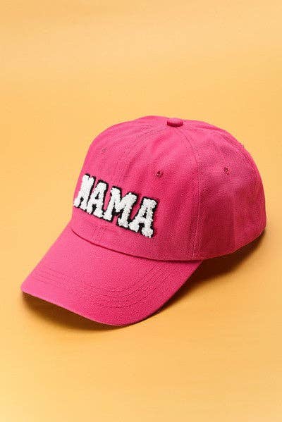 MAMA Mineral Washed Sherpa Baseball Cap in Hot Pink