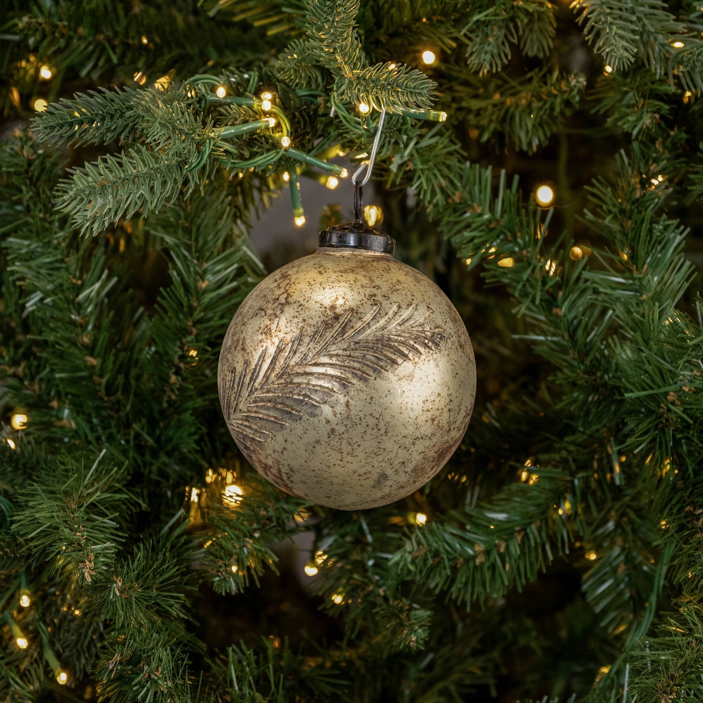 Kugel Ornament 4" Printed Leaf