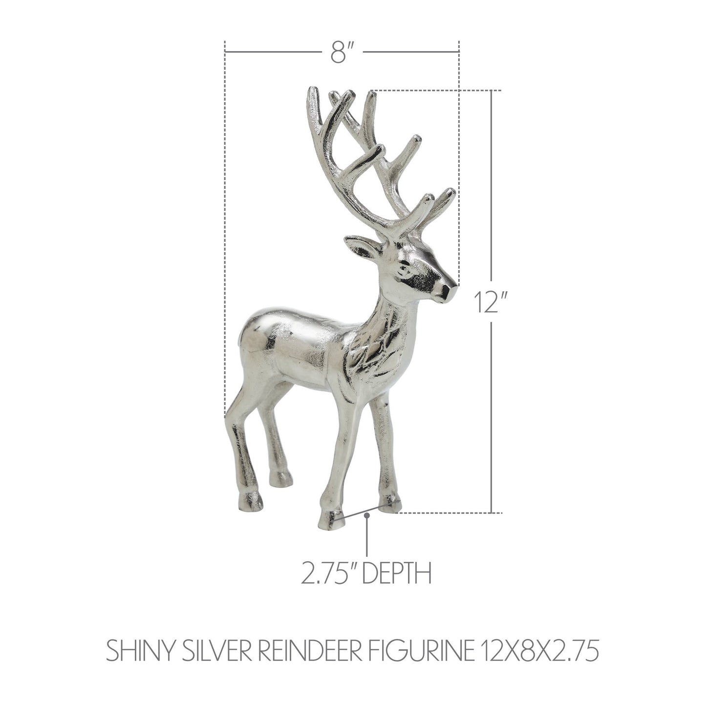 Large Silver Reindeer Figurine