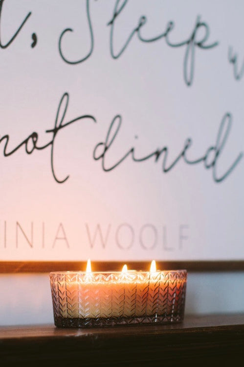 Sweet Grace 3 Wick Oval Chevron Glass Candle #026