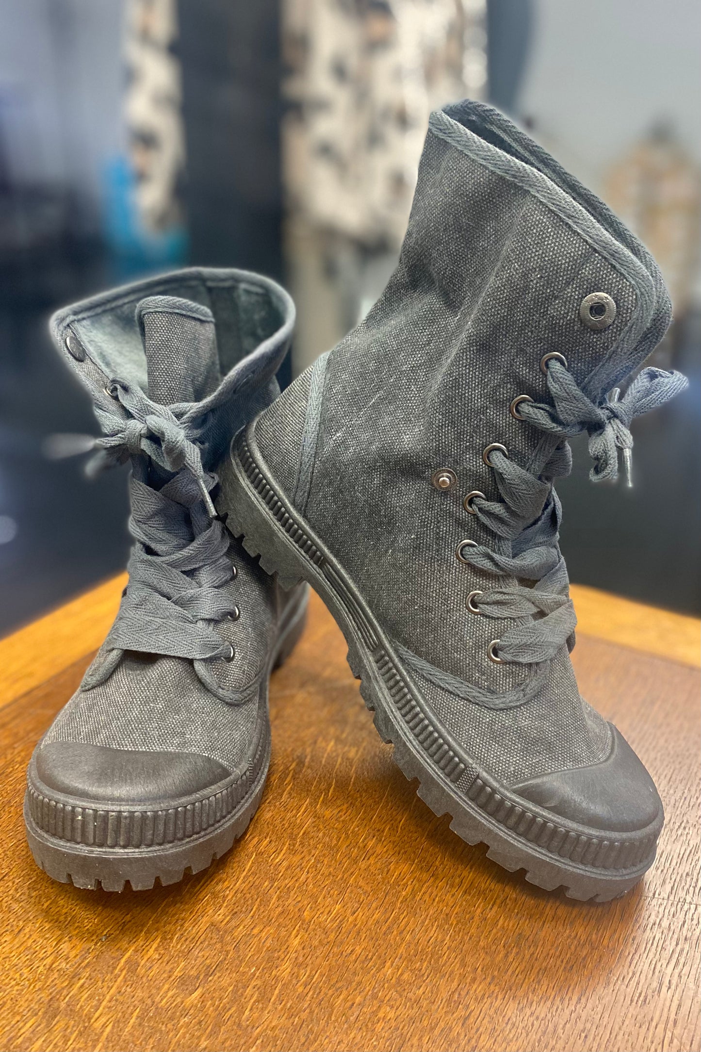 70% OFF SALE! Charcoal Canvas Combat Boot- reg.$49.00