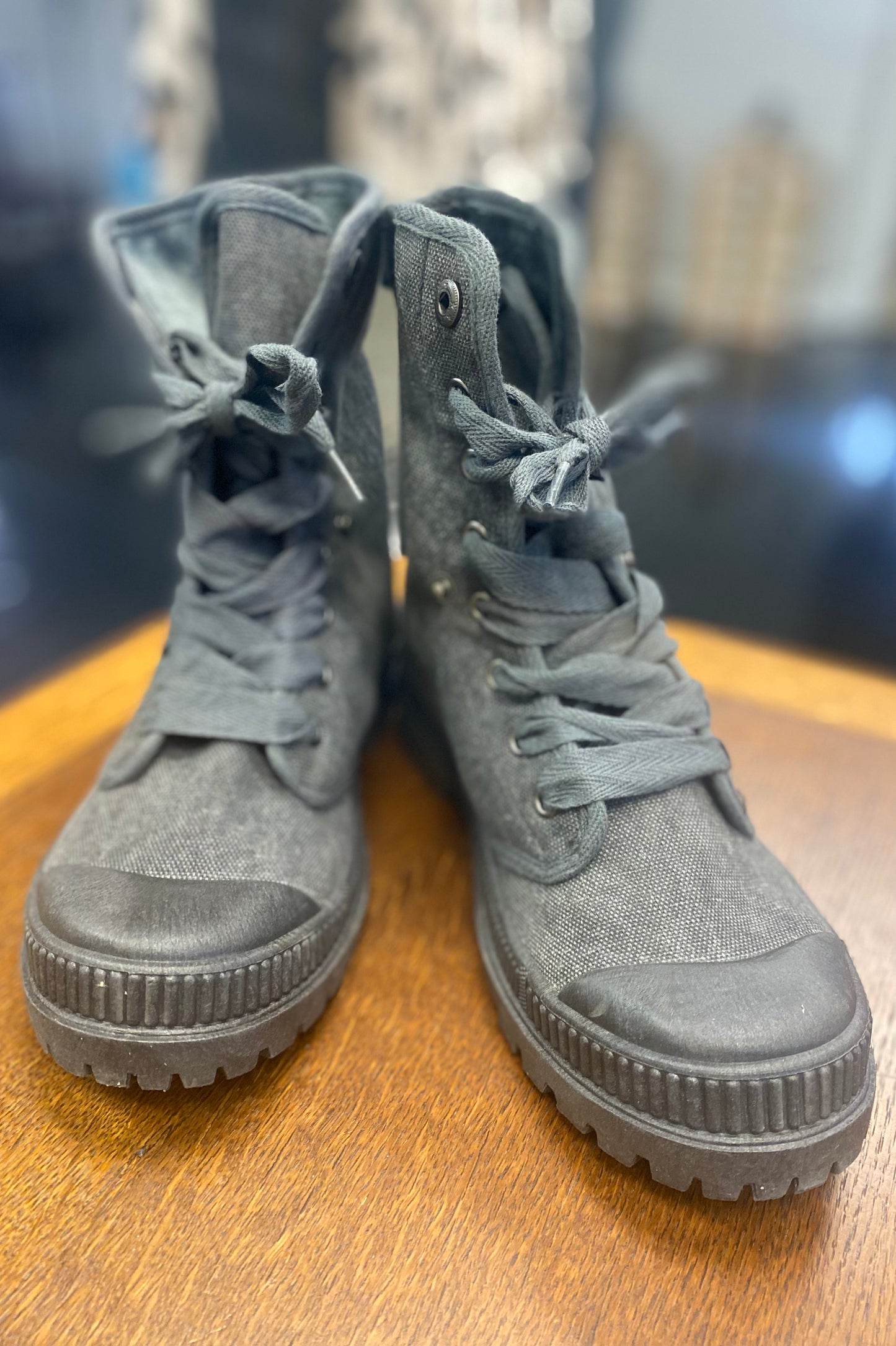 70% OFF SALE! Charcoal Canvas Combat Boot- reg.$49.00