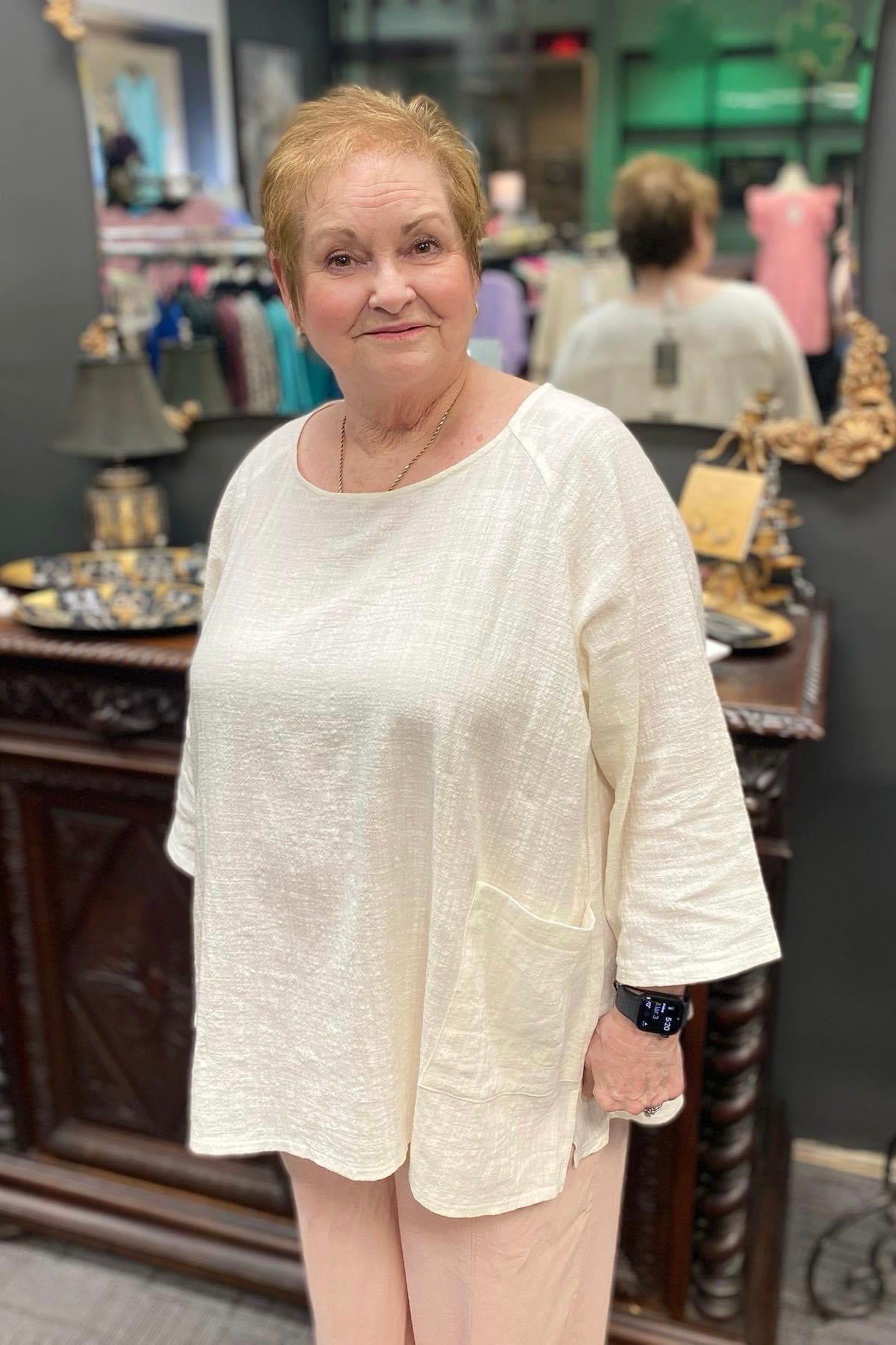 Ivory Linen Flowy Top