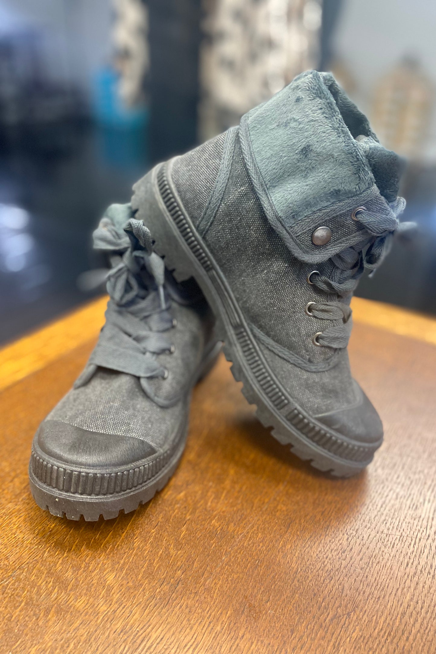 70% OFF SALE! Charcoal Canvas Combat Boot- reg.$49.00