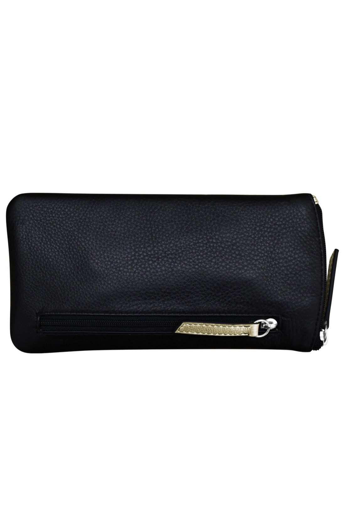 ili New York Leather Eyeglass Case with Frame Graphic in Black/Light Gold