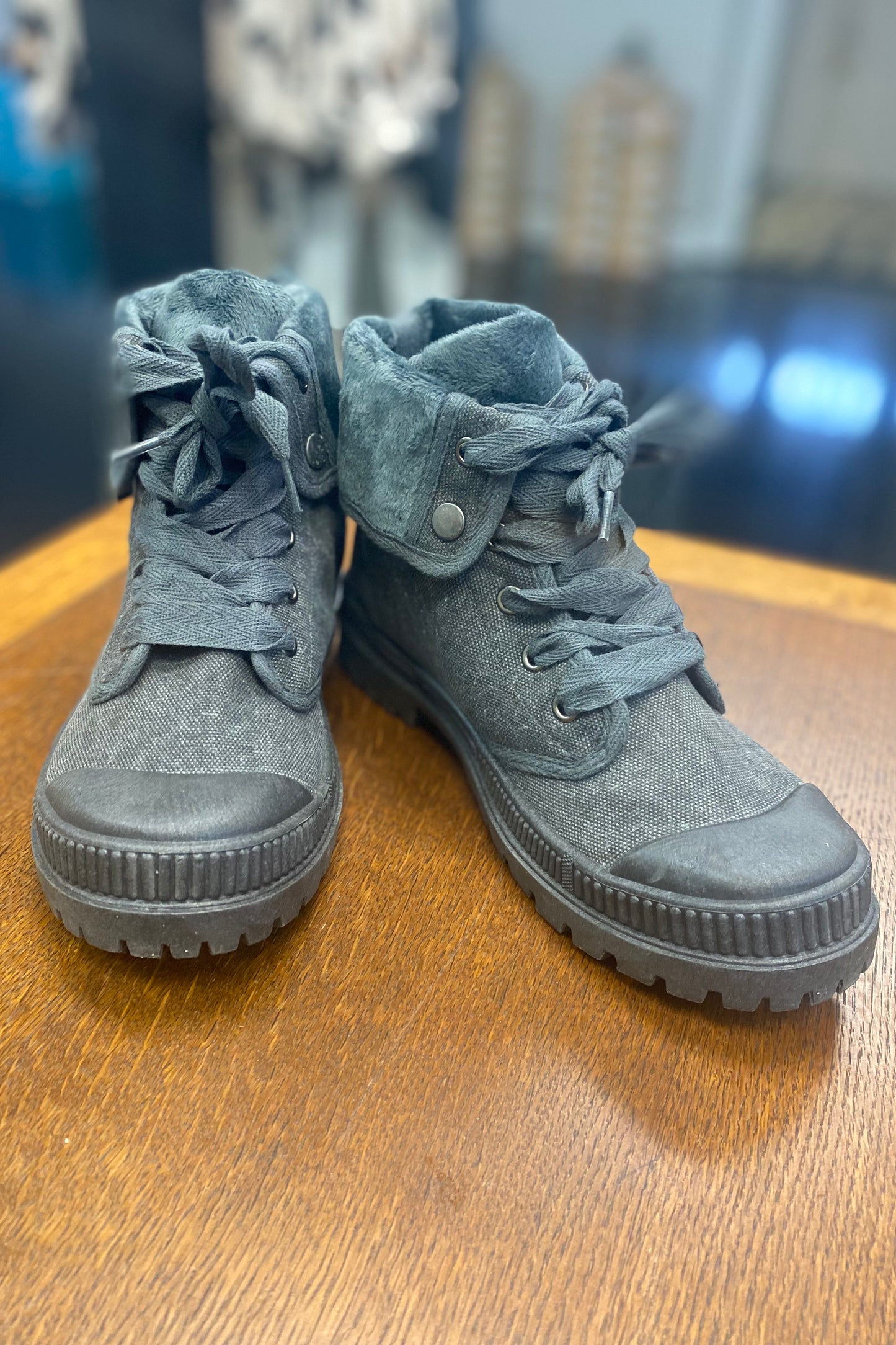 70% OFF SALE! Charcoal Canvas Combat Boot- reg.$49.00