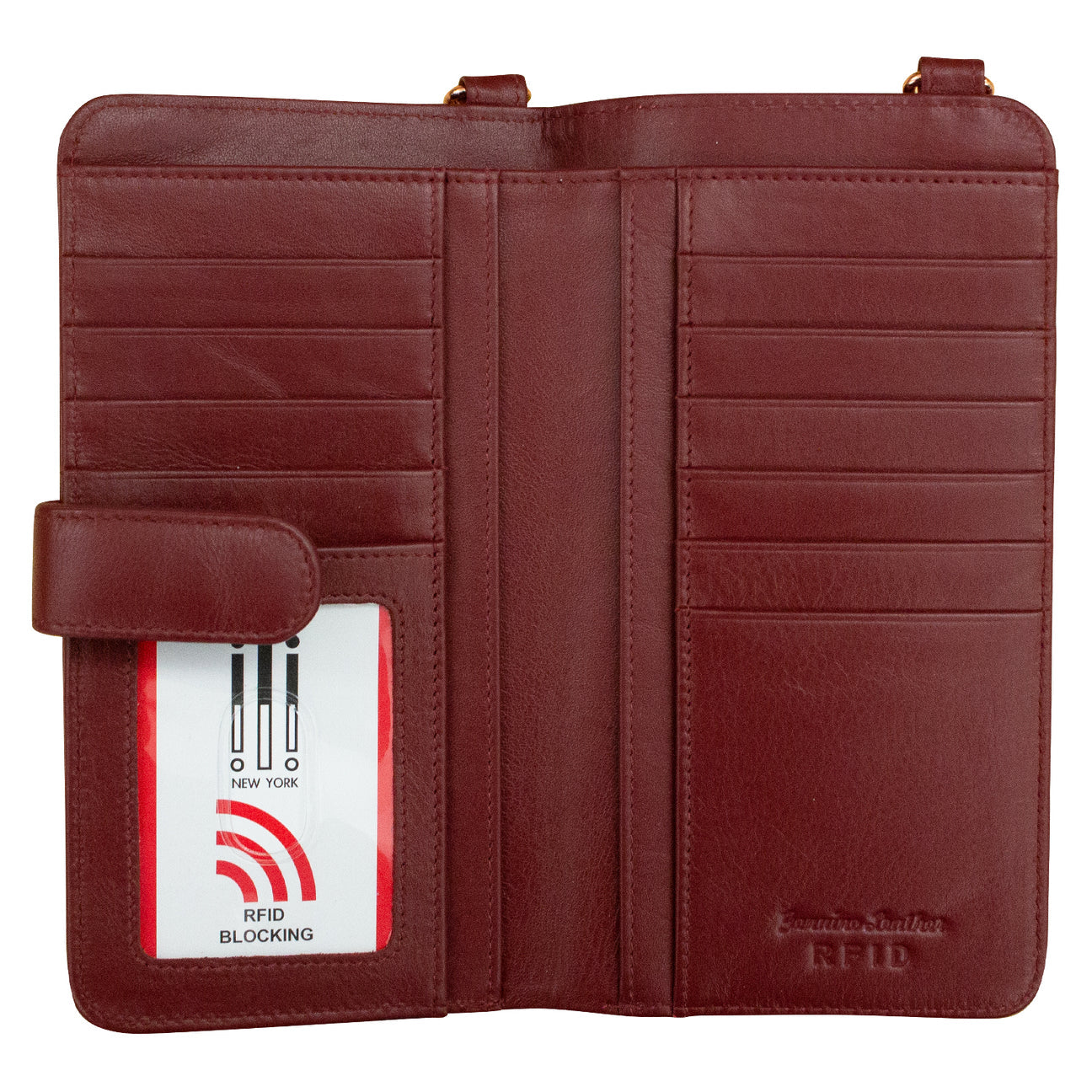 Merlot Leather ili New York Phone Wallet Crossbody with RFID Lining