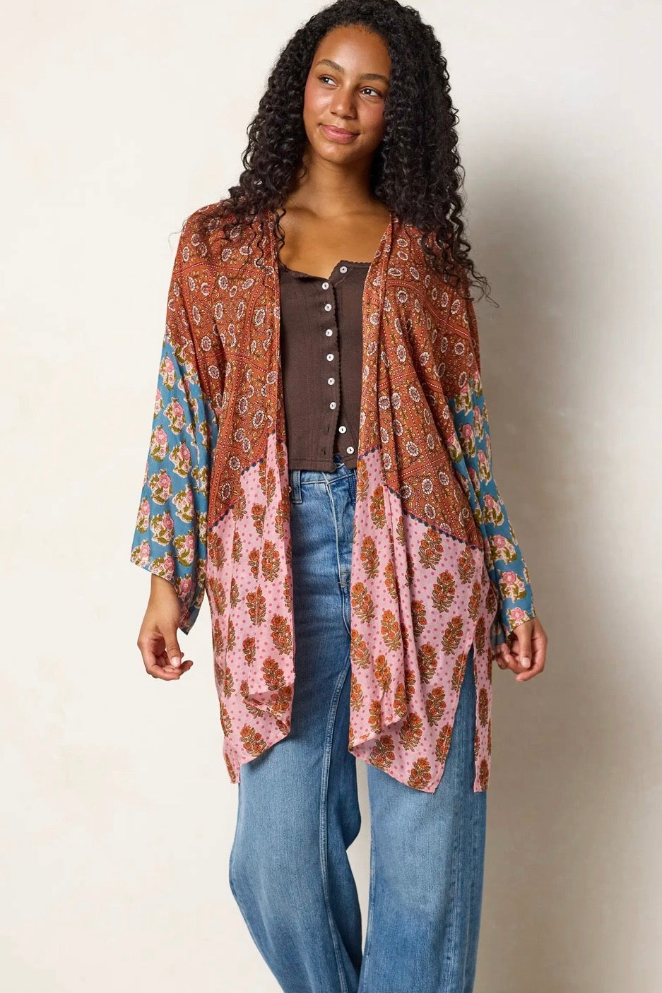 Natural Life Sierra Kimono- Wildflower Tiles Rust
