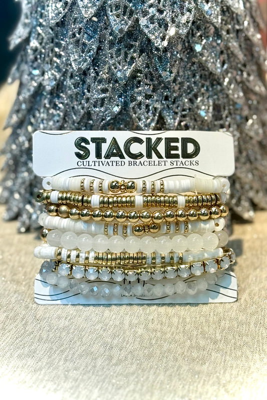 STACKED Cultivated Bracelet Stacks in Ivory and Gold