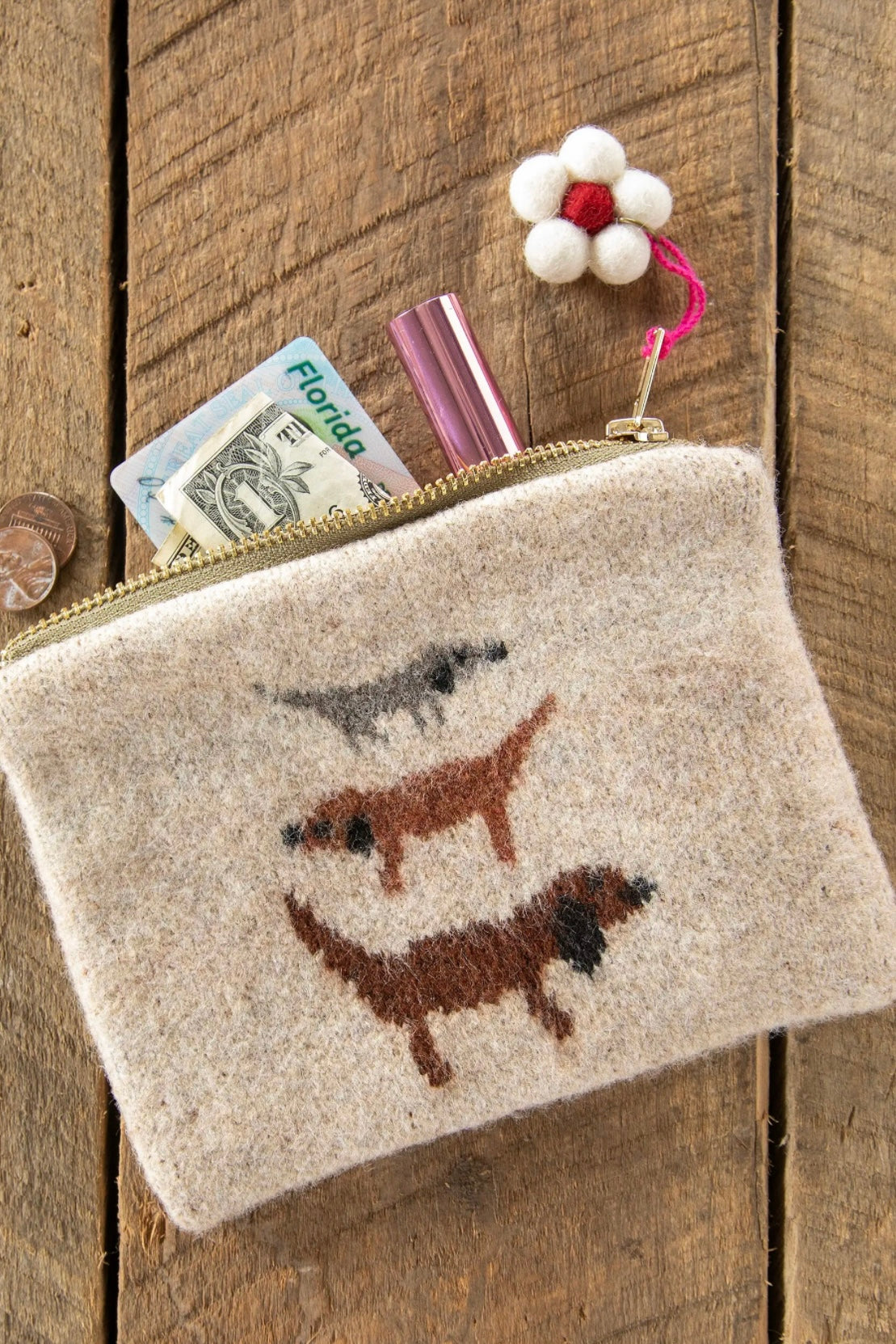Natural Life Intarsia Sweater Pouch - Dog