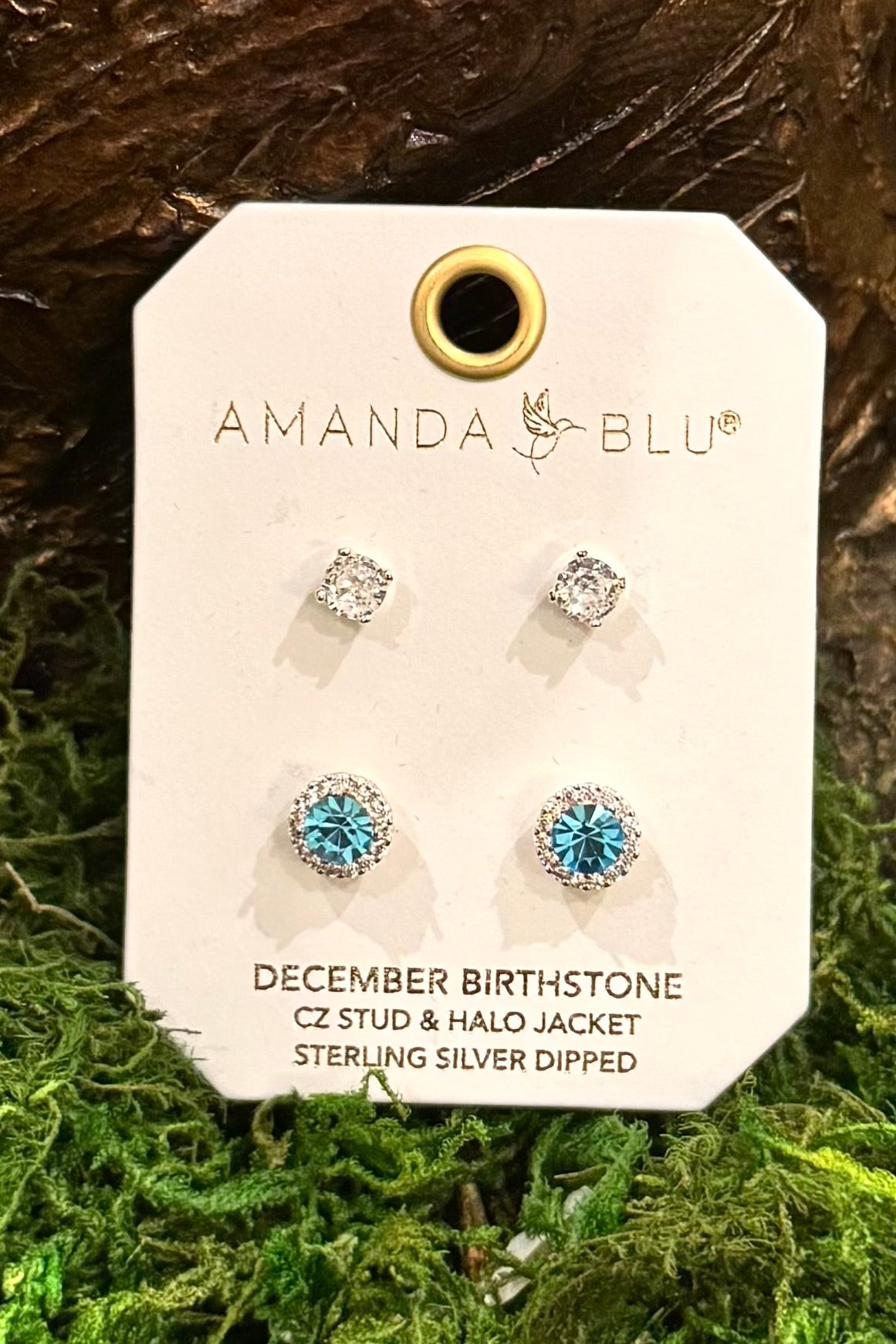 Birthstone Earrings with CZ Halo Jacket (Choose your Birth Month)