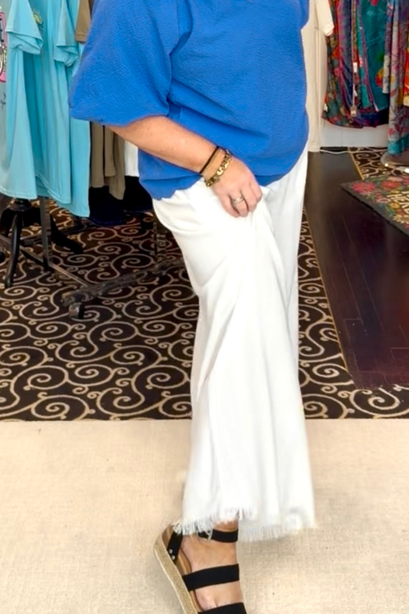 Umgee Off White Linen Blend Pant
