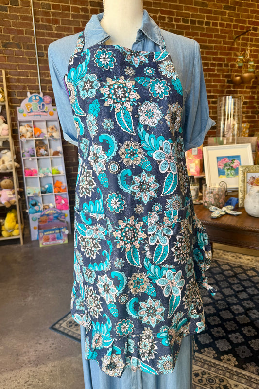 Midnight Shadow Floral Ruffle Apron by Two Lumps of Sugar