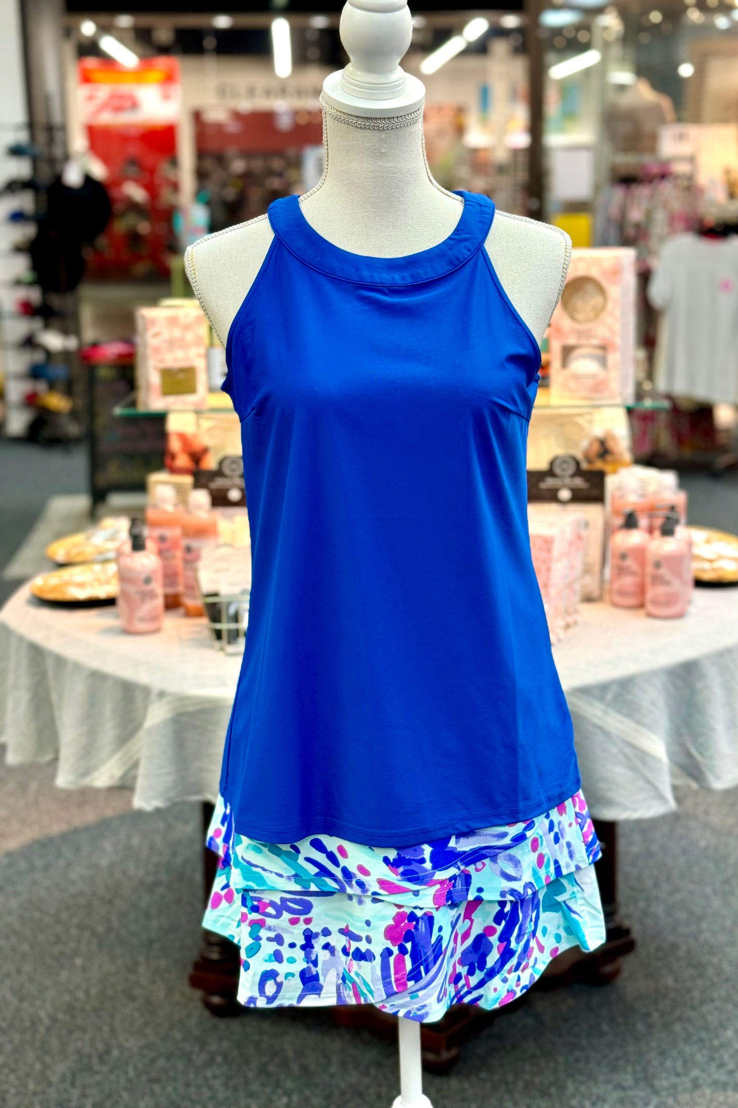 Addison Sleeveless Yoke Top in Royal Blue