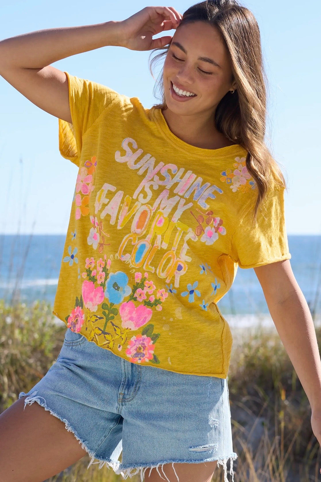 Natural Life Aiden Cotton Tee Shirt- Sunshine is My Favorite Color