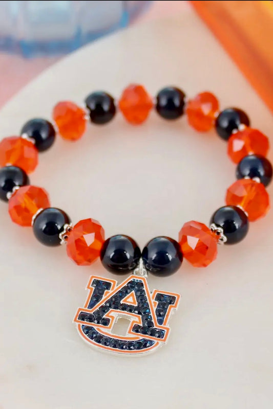 Auburn Crystal Stretch Bracelet w/ Crystal Logo