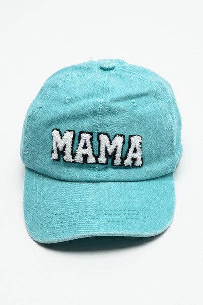 MAMA Mineral Washed Sherpa Baseball Cap in Turquoise