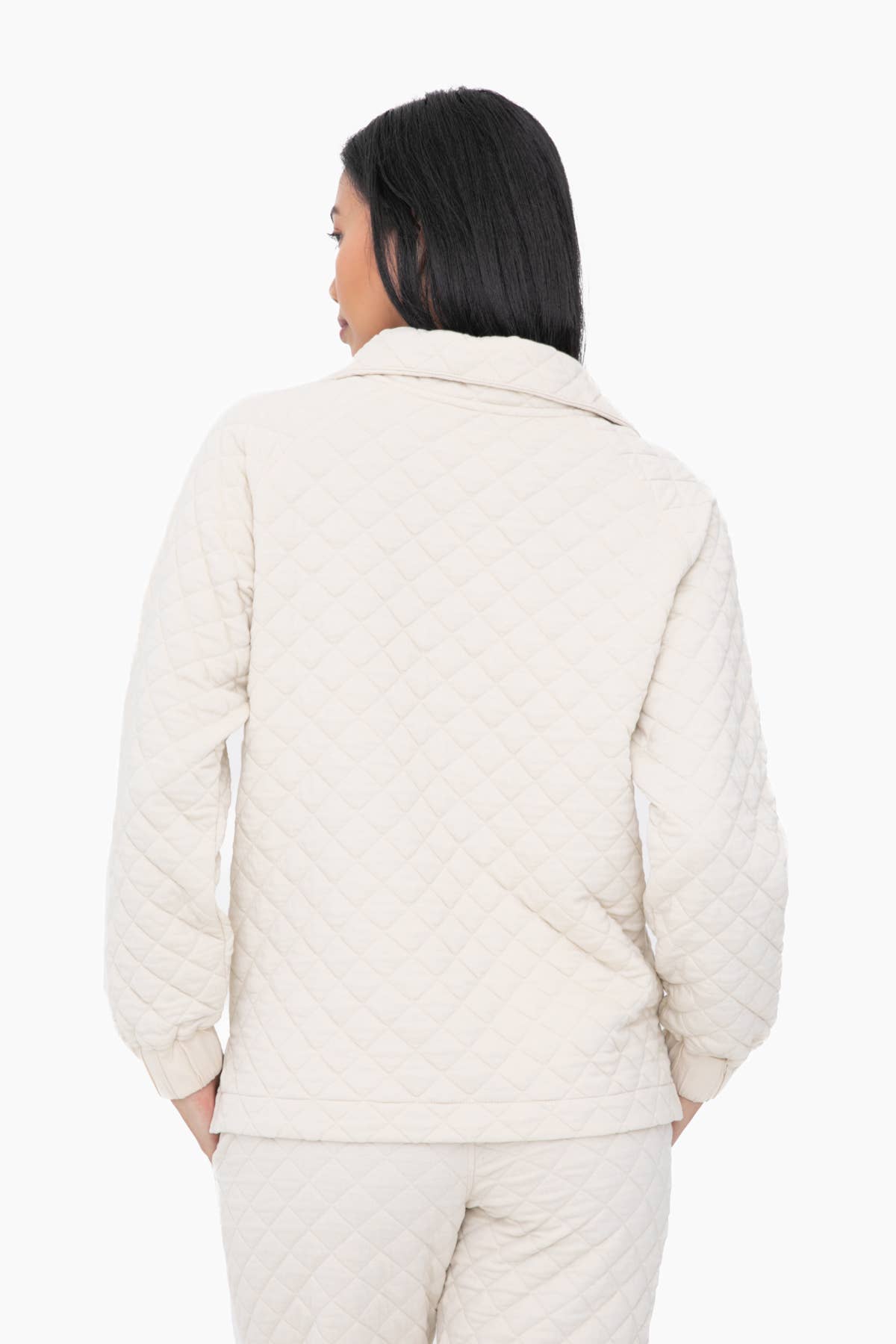 Ivory Cozy Quilted Jersey Pullover