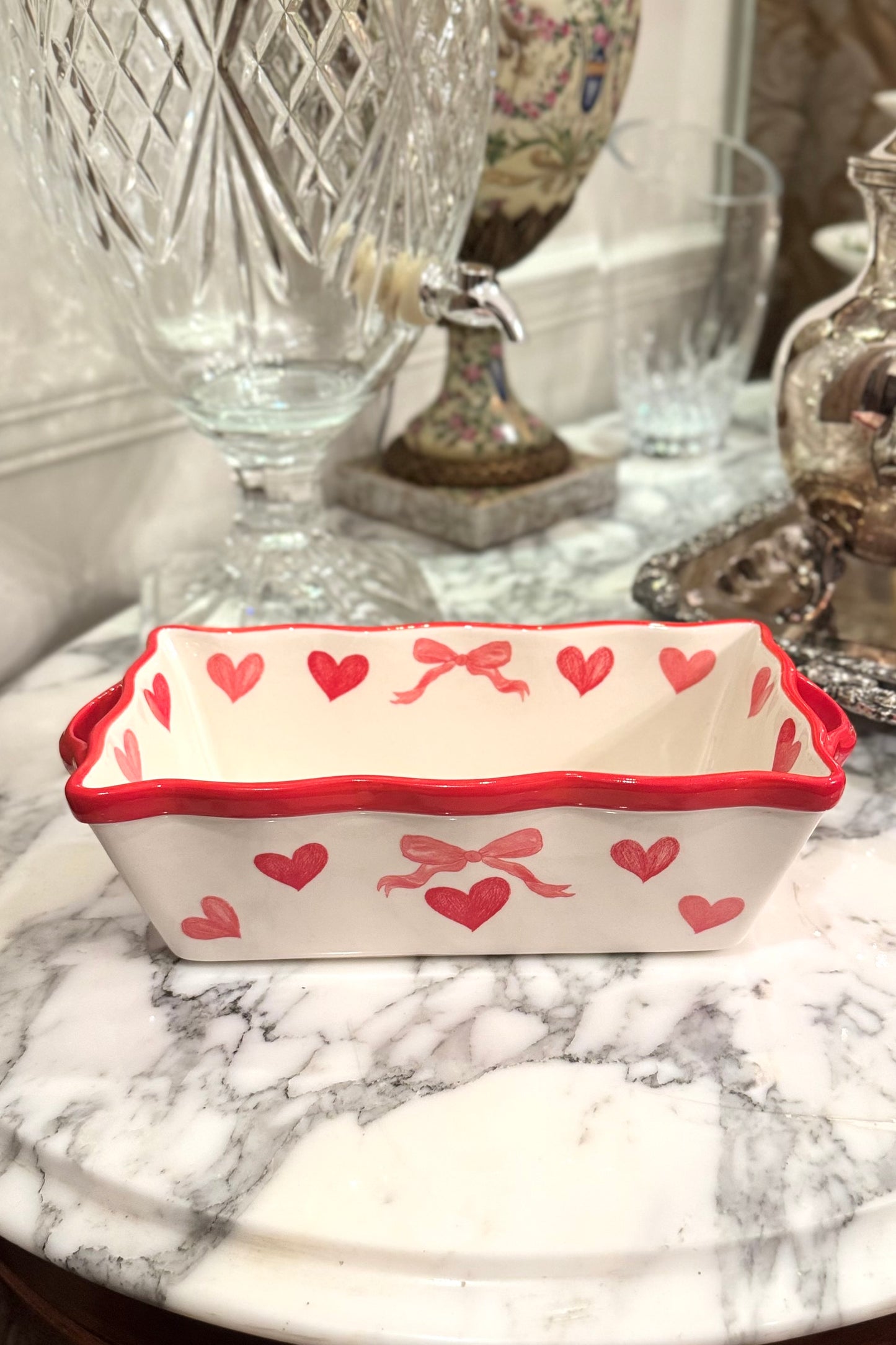 Hearts and Bows Rectangular Baking Dish