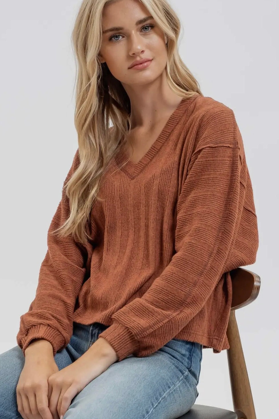 Sienna V Neck Long Sleeve Knit Top