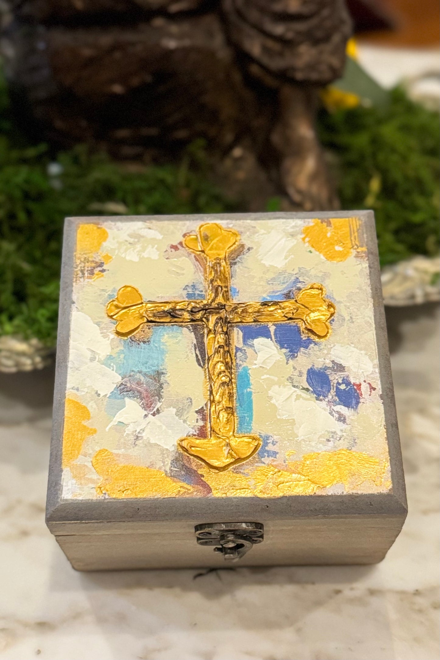 Golden Cross Decorative Box by Candice Boatright