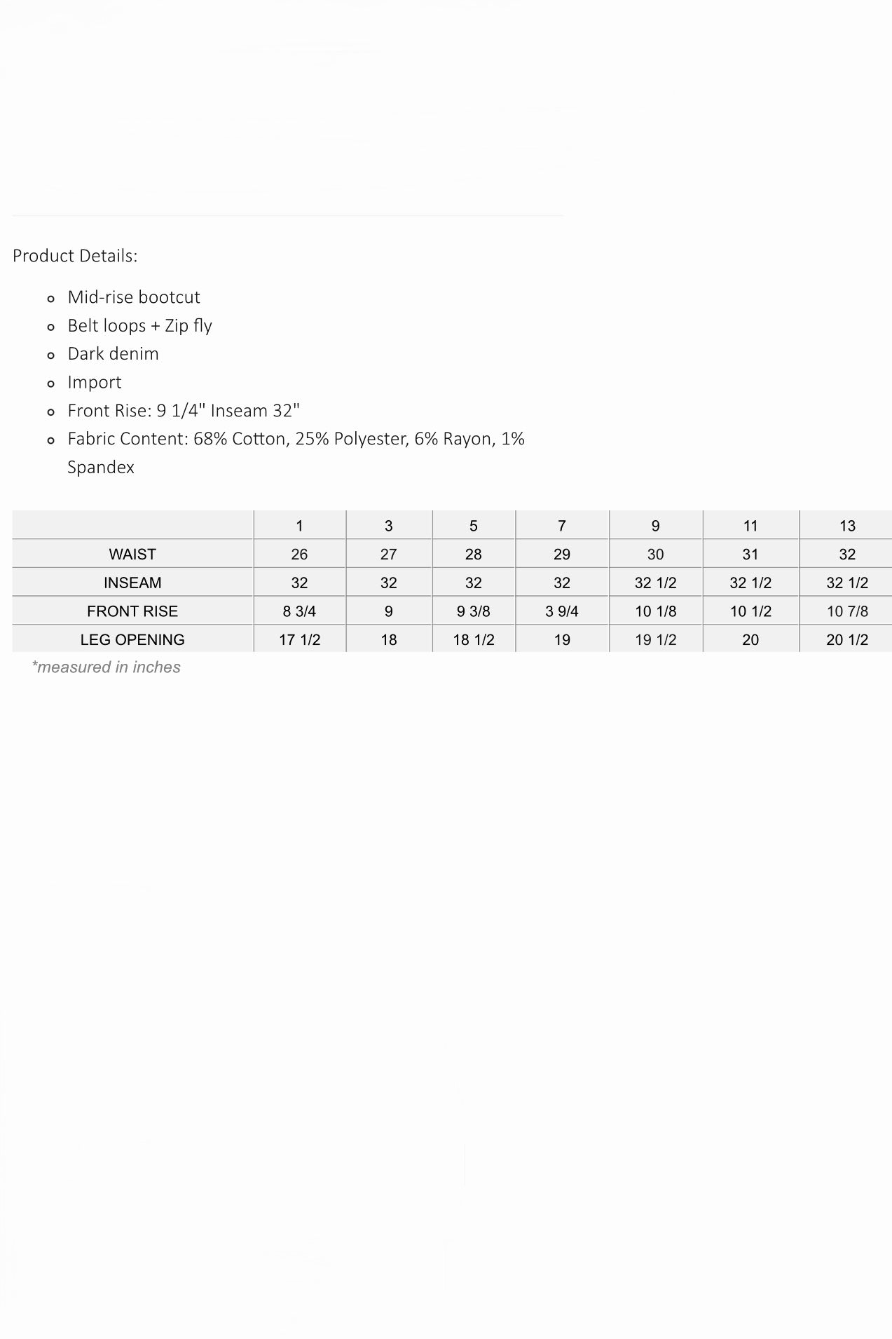 Cello Mid Rise Bootcut Medium Dark Wash Jeans