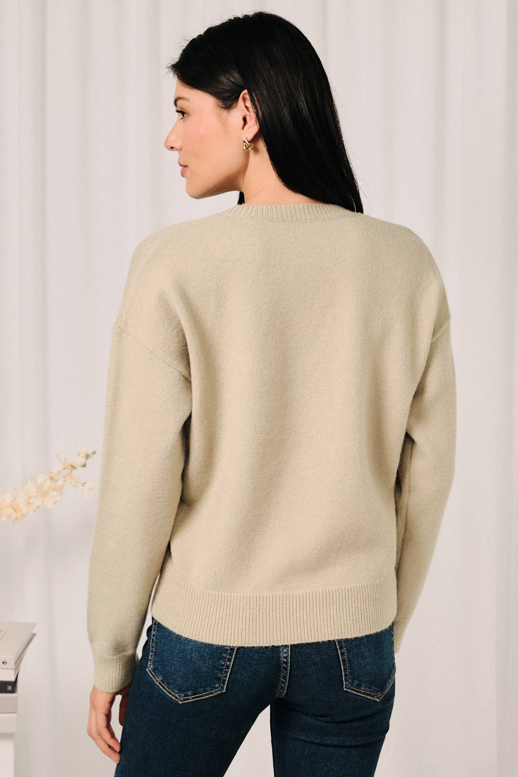 Dusty Green Mallard Duck Graphic Long Sleeve Knit Sweater