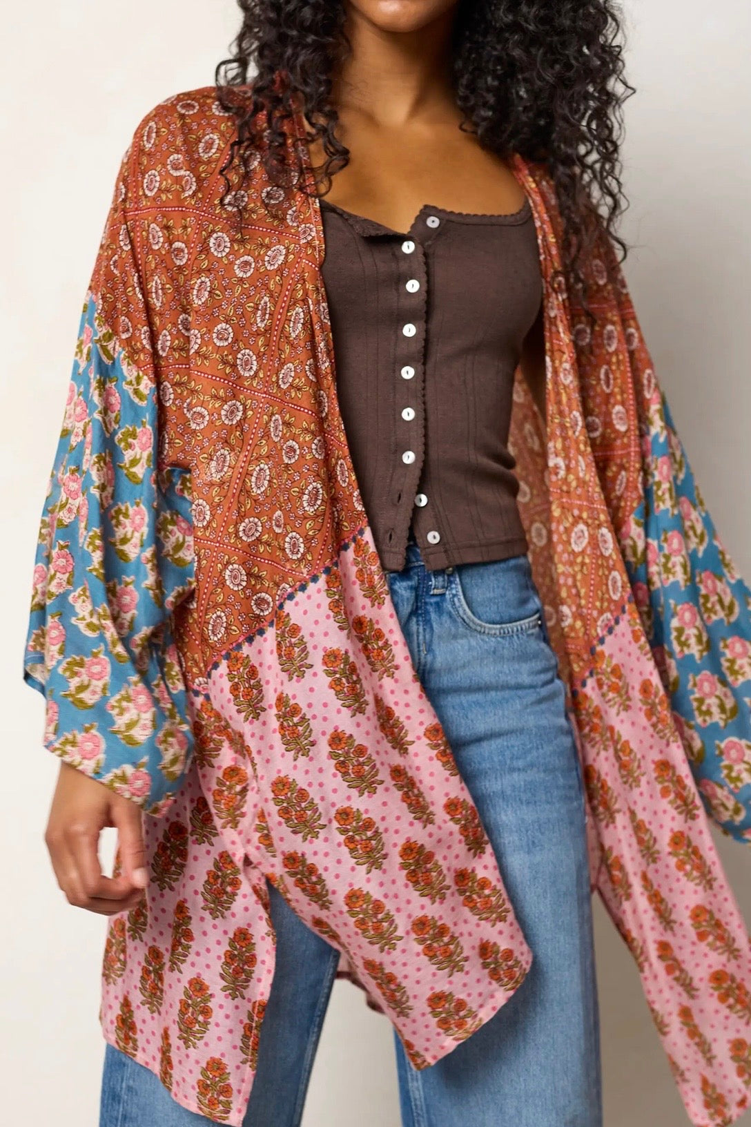 Natural Life Sierra Kimono- Wildflower Tiles Rust