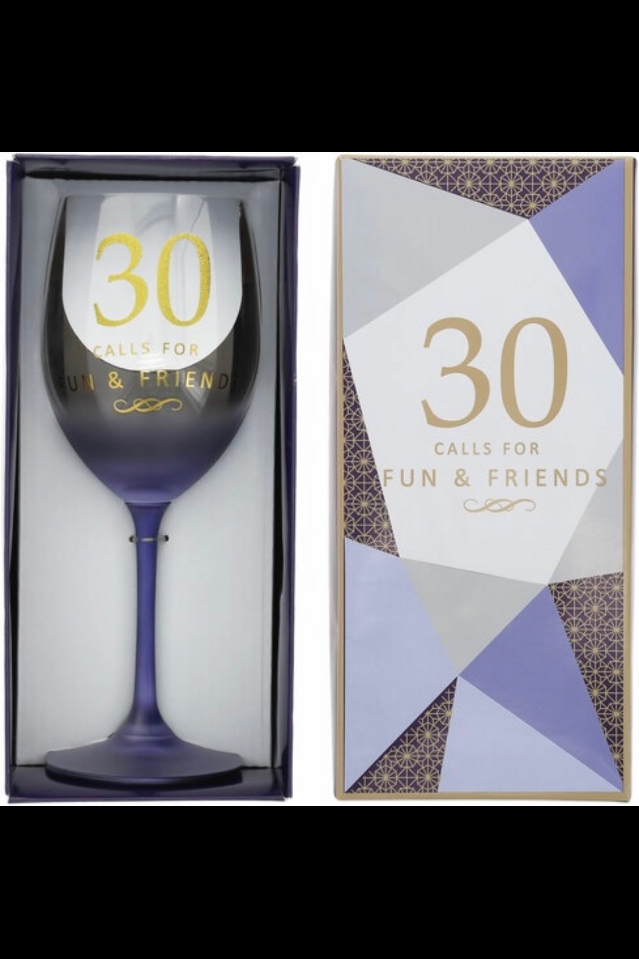 30th Birthday 19 oz Crystal Wine Glass in Gift Box