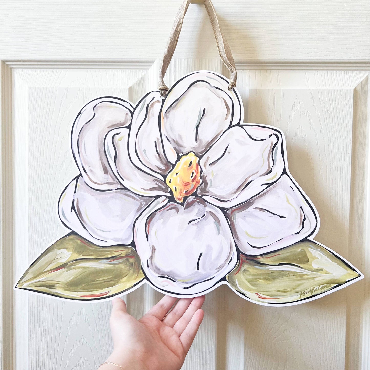 Southern Magnolia Floral Door Hanger by Home Malone