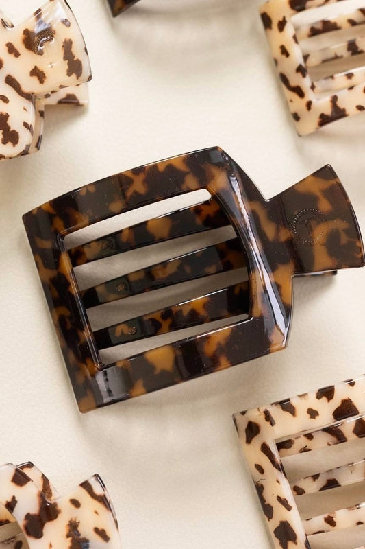 Teleties Square Flat Dark Tortoise Hair Clip (Choose your size.)