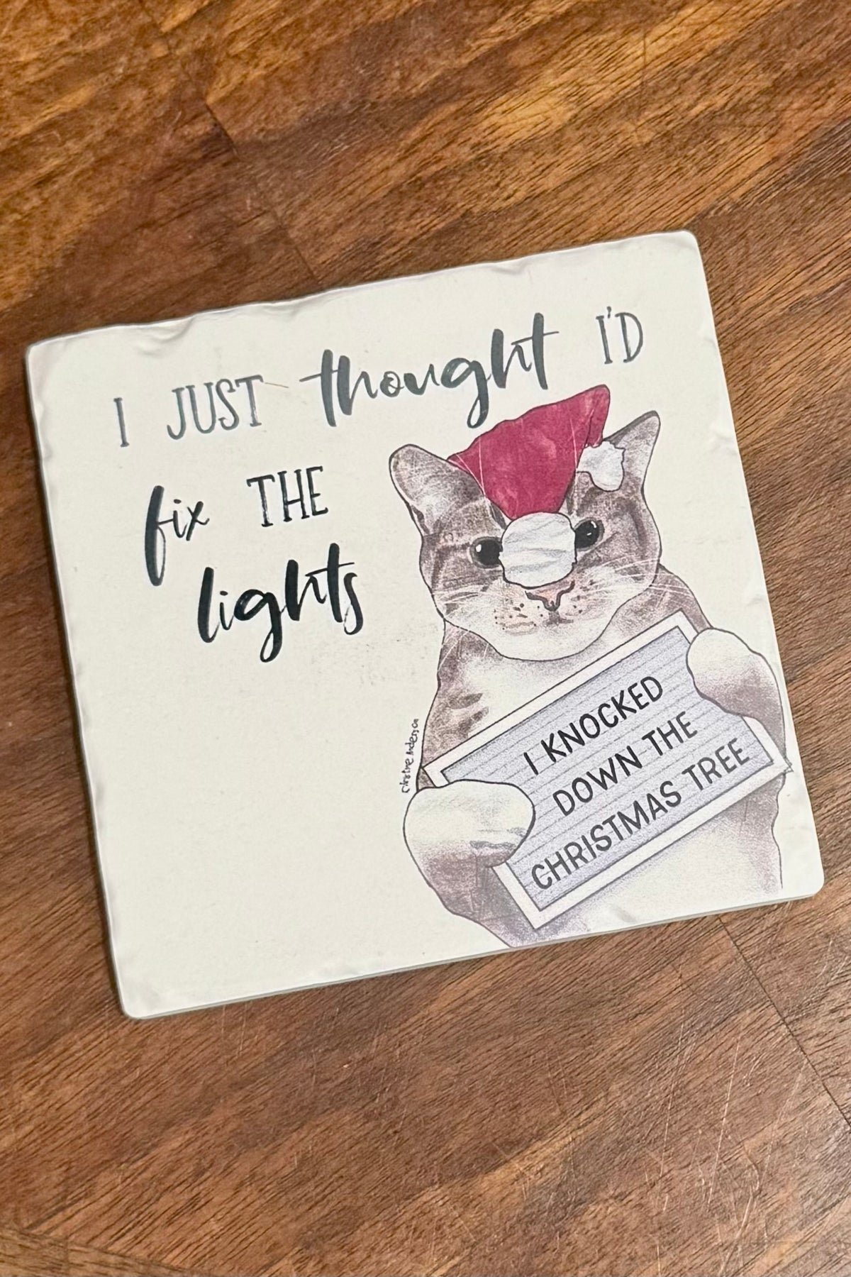 Thought I’d Fix The Lights Limestone Drink Coaster by Tipsy Coasters