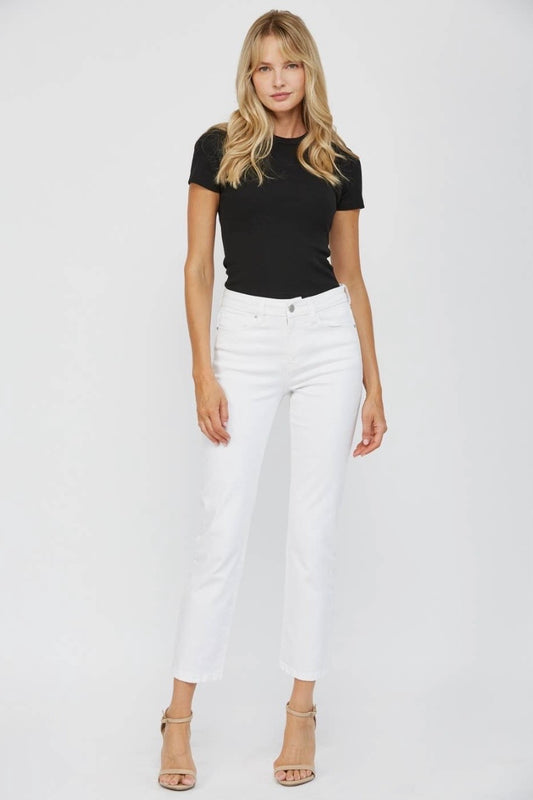 Mica White Mid-Rise Straight Leg Jean- 28" Inseam