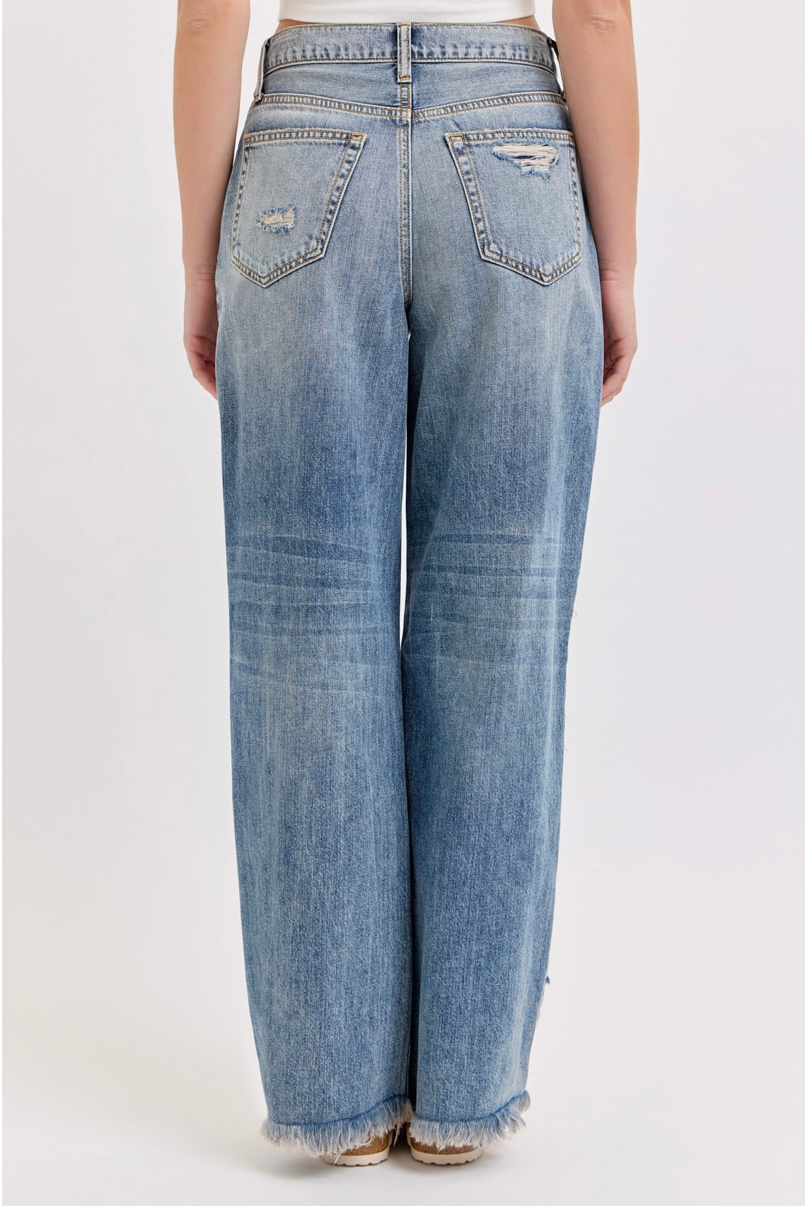 Cello High Rise Distressed Wide Leg Jean