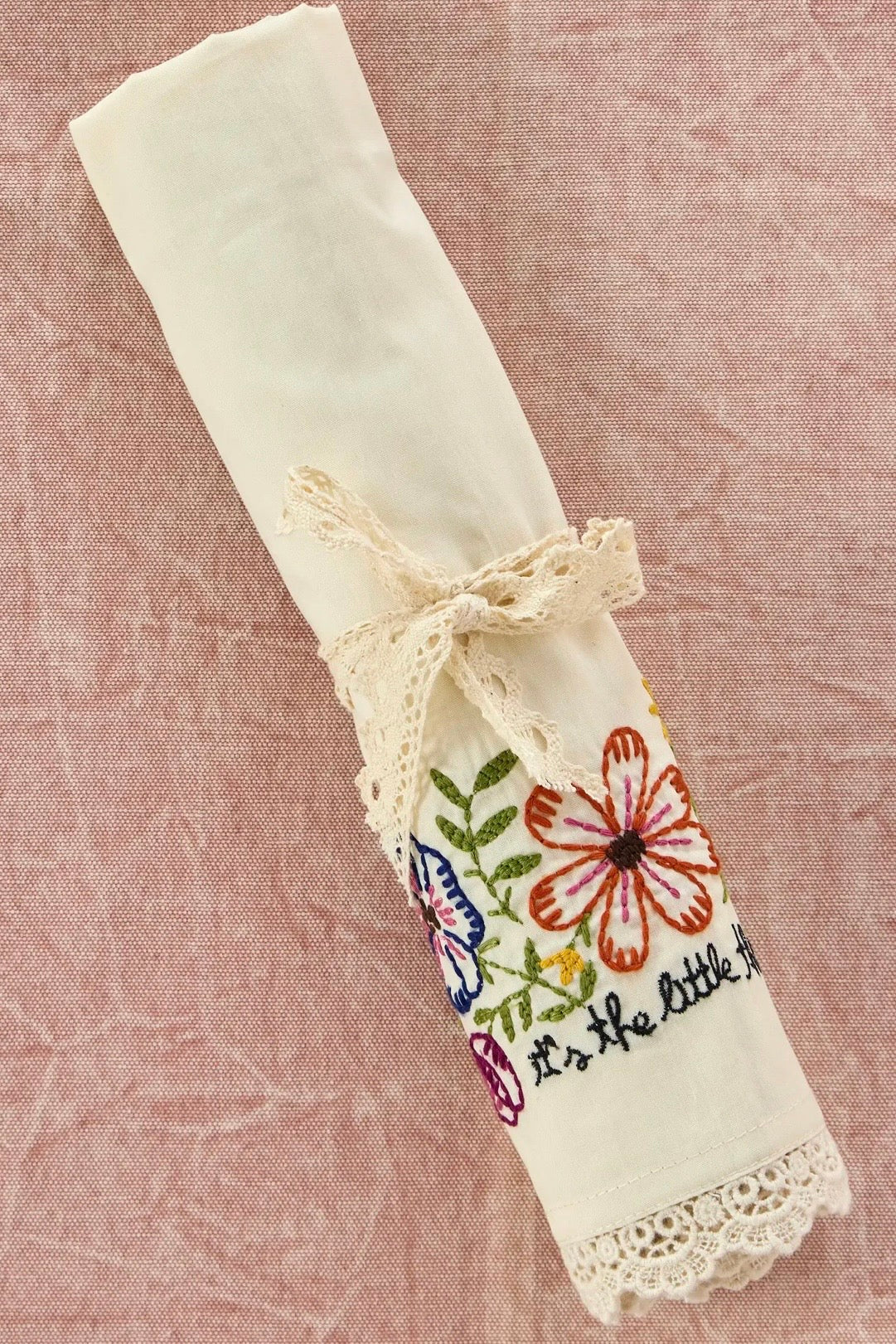 Natural Life Embroidered Cotton Giving Pillowcase- It's The Little Things